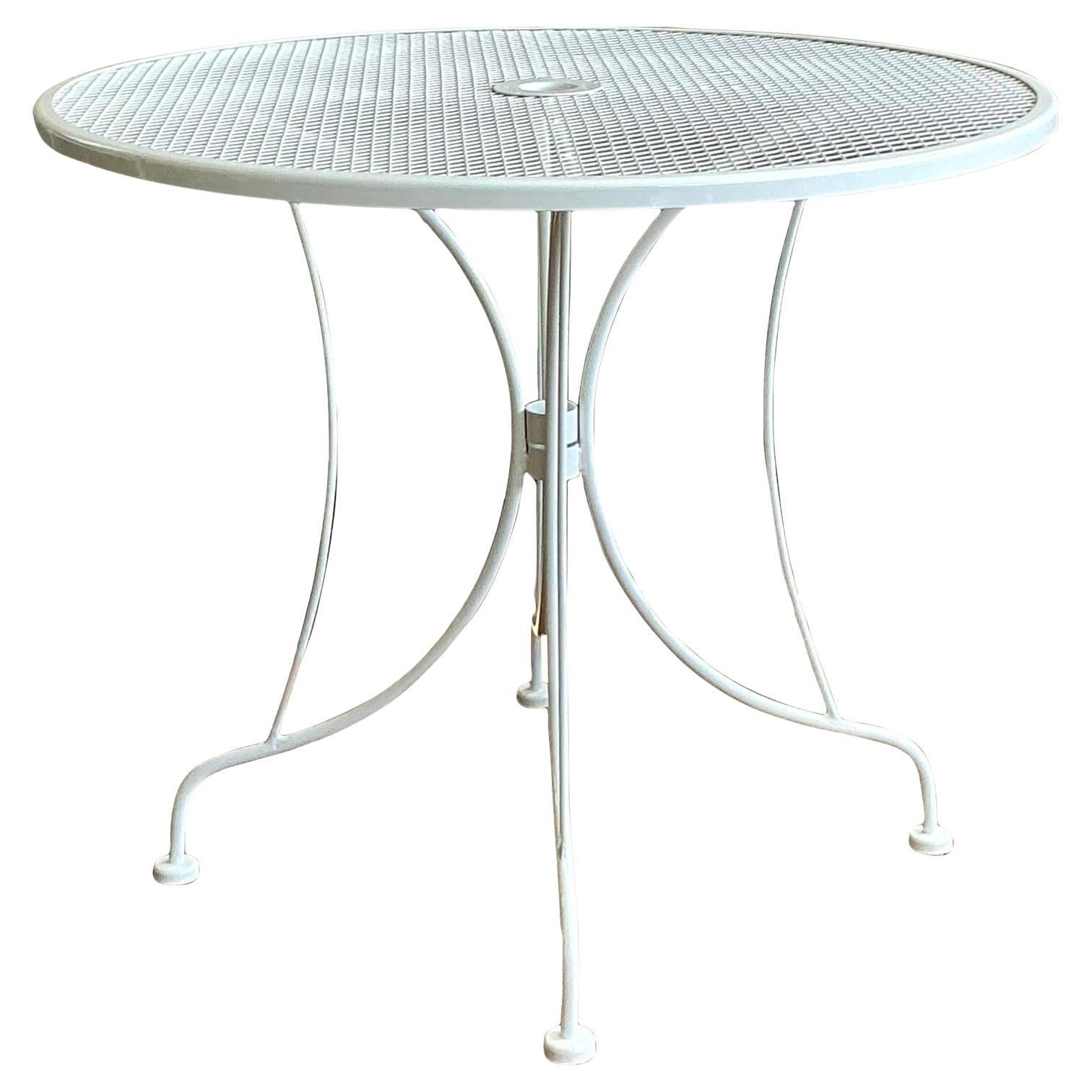 Vintage Regency Wrought Iron Dining Table After Russell Woodard For Sale
