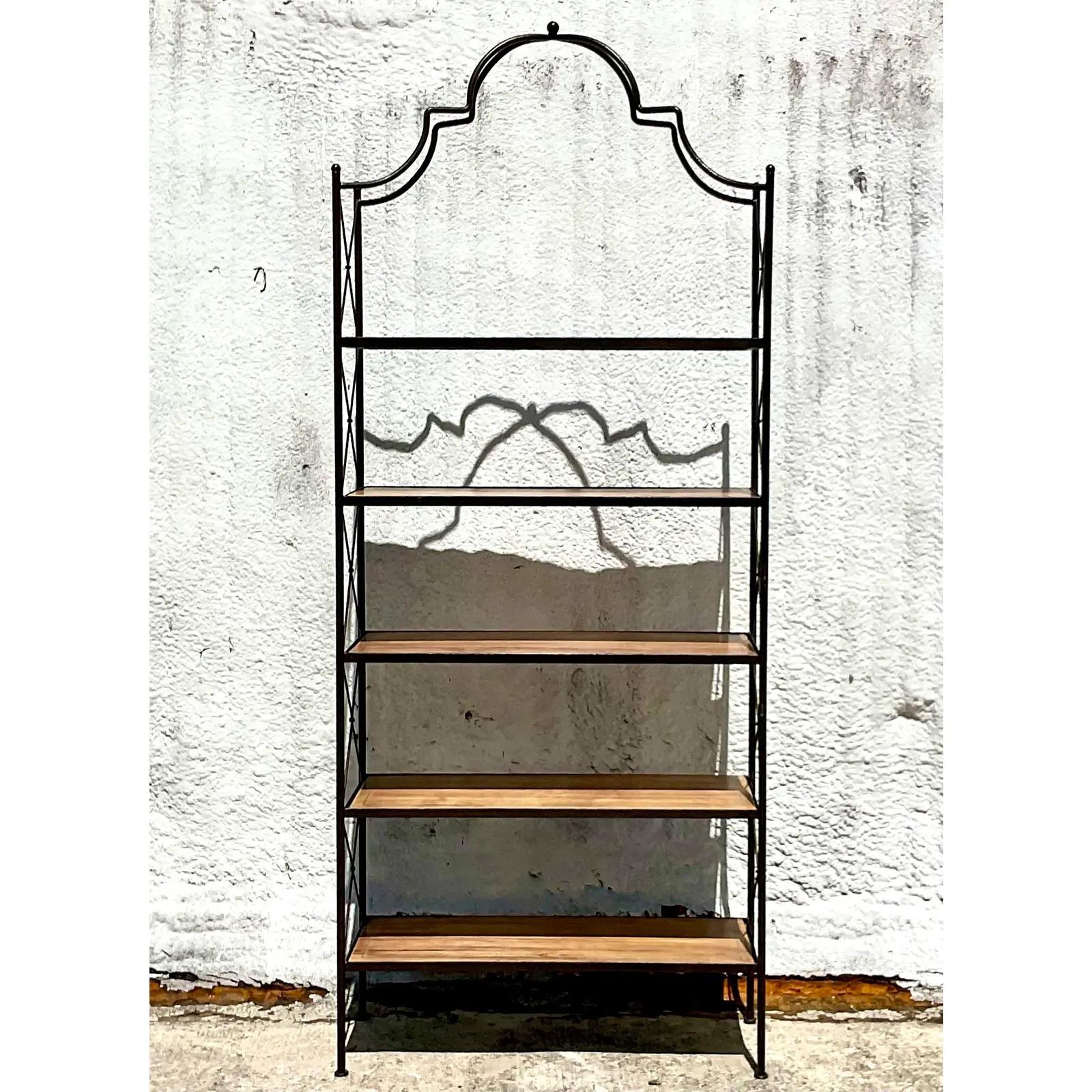 Vintage Regency Wrought Iron Etagere In Good Condition In west palm beach, FL