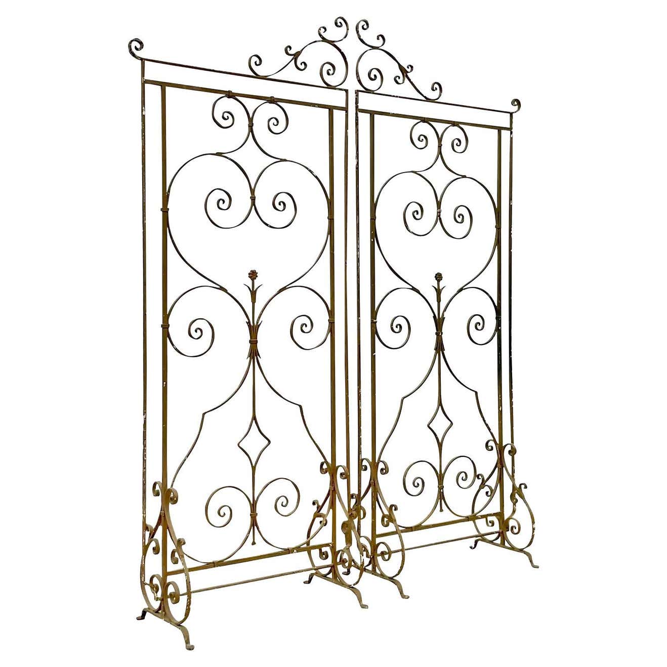 Vintage Regency Wrought Iron Gate Screen For Sale at 1stDibs