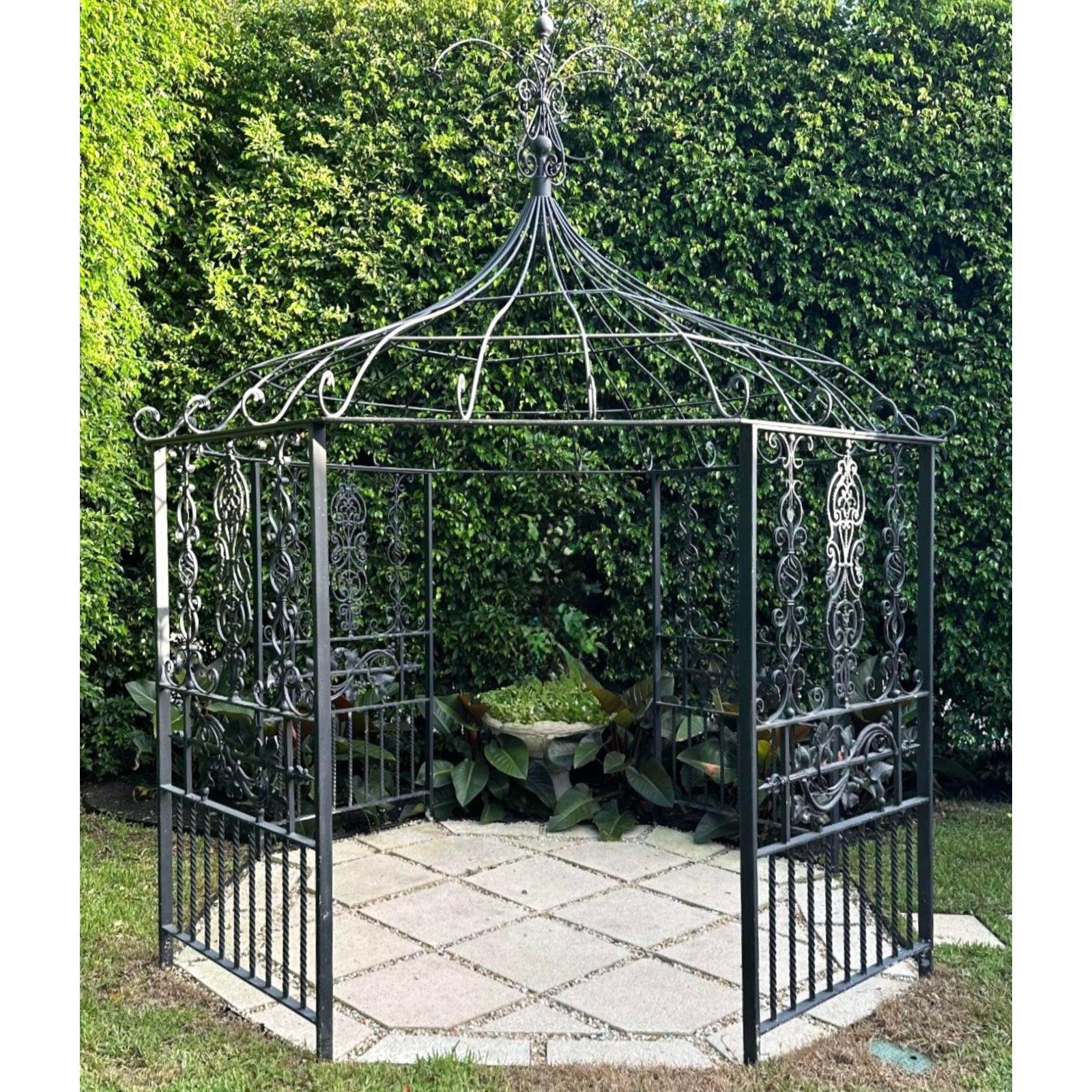 Baroque Vintage Regency Wrought Iron Gazebo For Sale