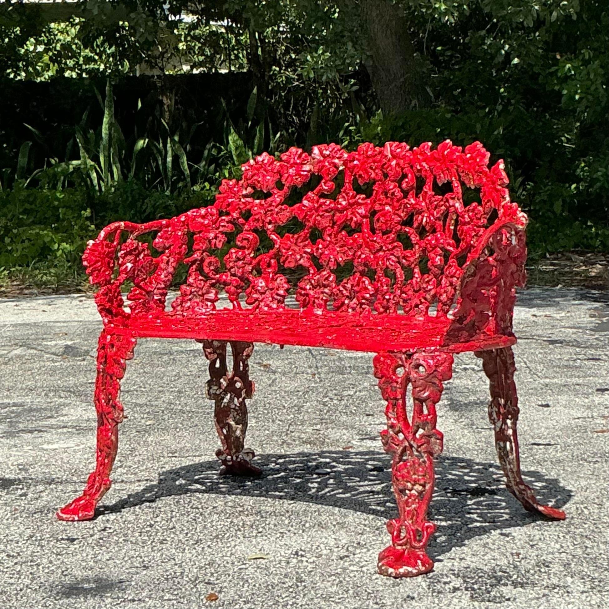 Panchina vintage in ferro battuto con foglie d'uva In condizioni buone in vendita a west palm beach, FL