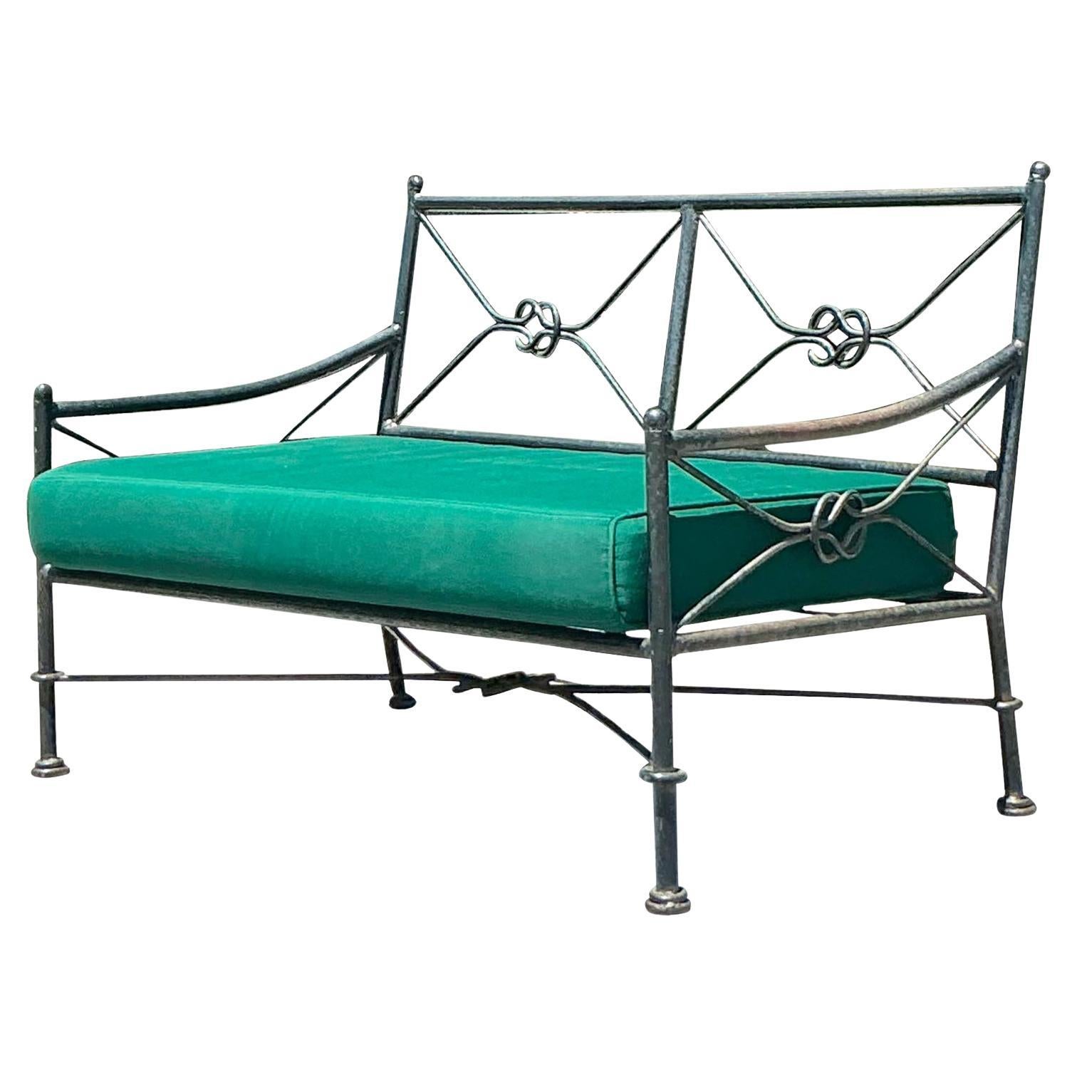Vintage Regency Wrought Iron Iron Knot Loveseat