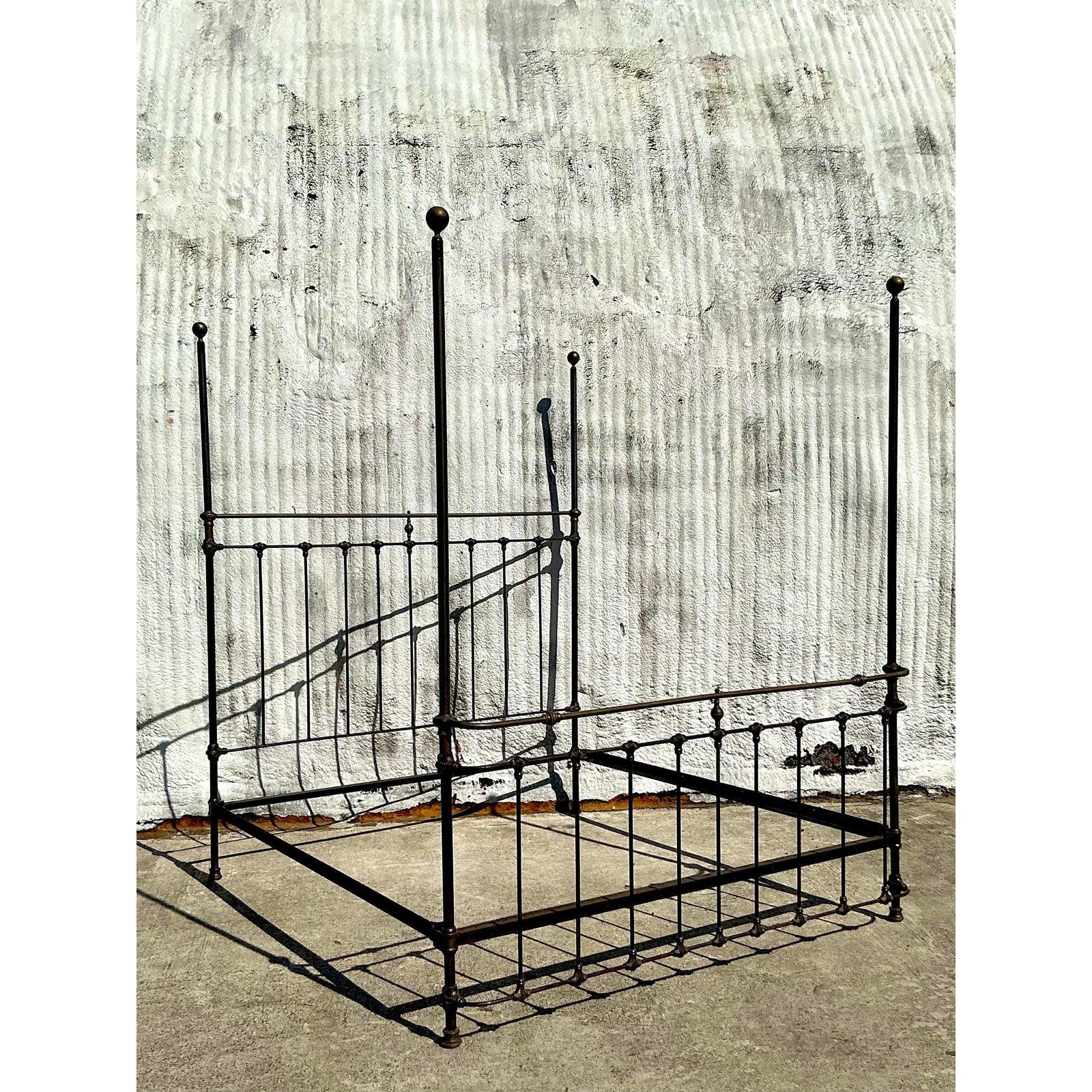 Vintage Regency Wrought Iron King Size Bed In Good Condition In west palm beach, FL