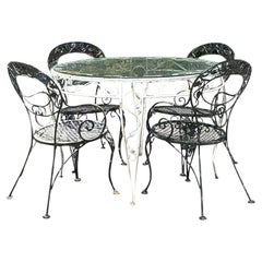 Vintage Regency Wrought Iron Outdoor Dining Set of 5