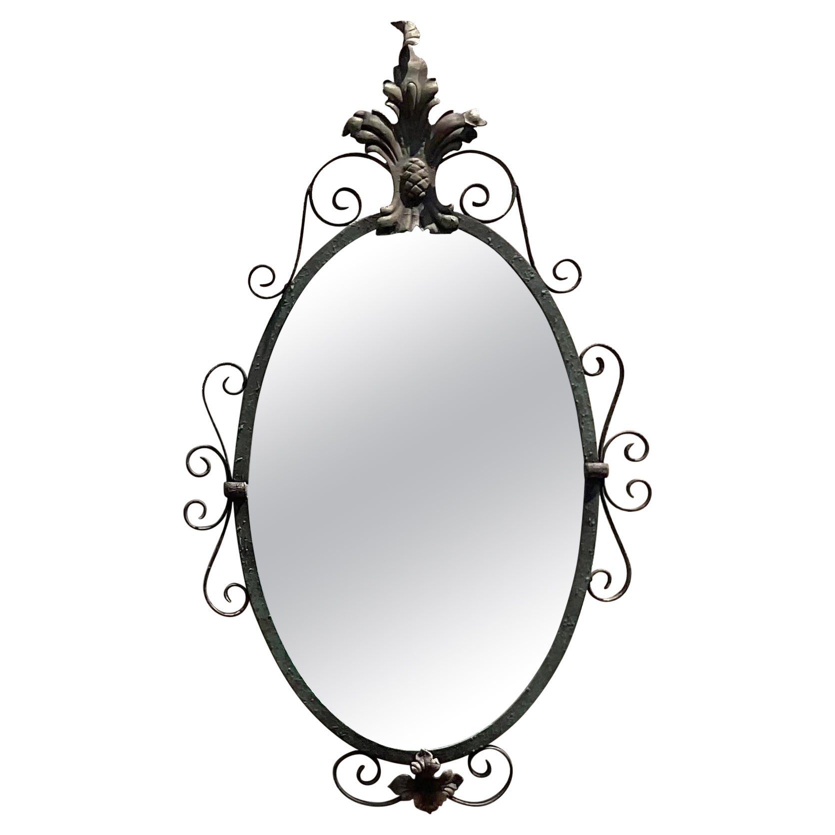 Espejo ovalado de hierro forjado Vintage Regency