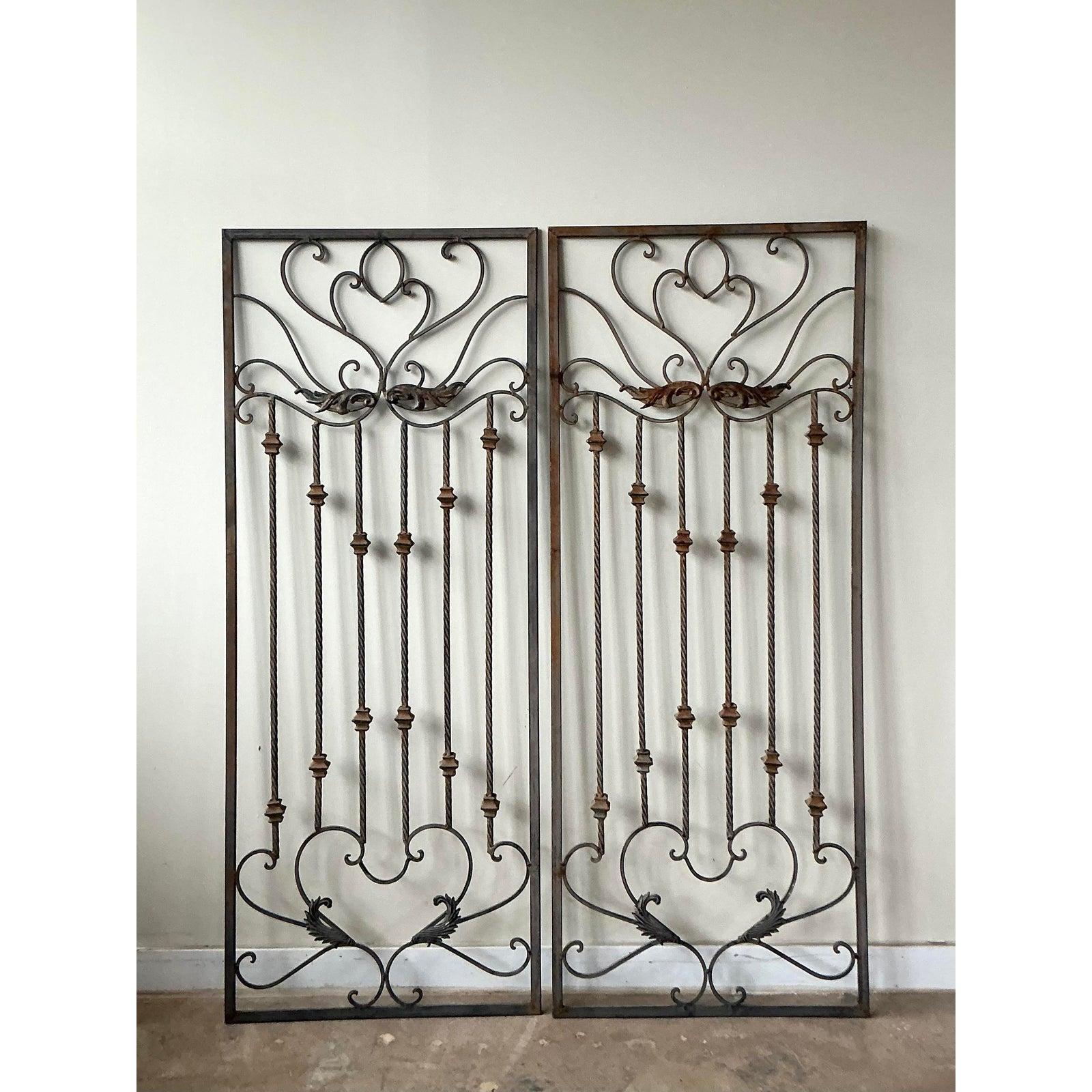 Vintage Regency Wrought Iron Panels - A Pair For Sale 5