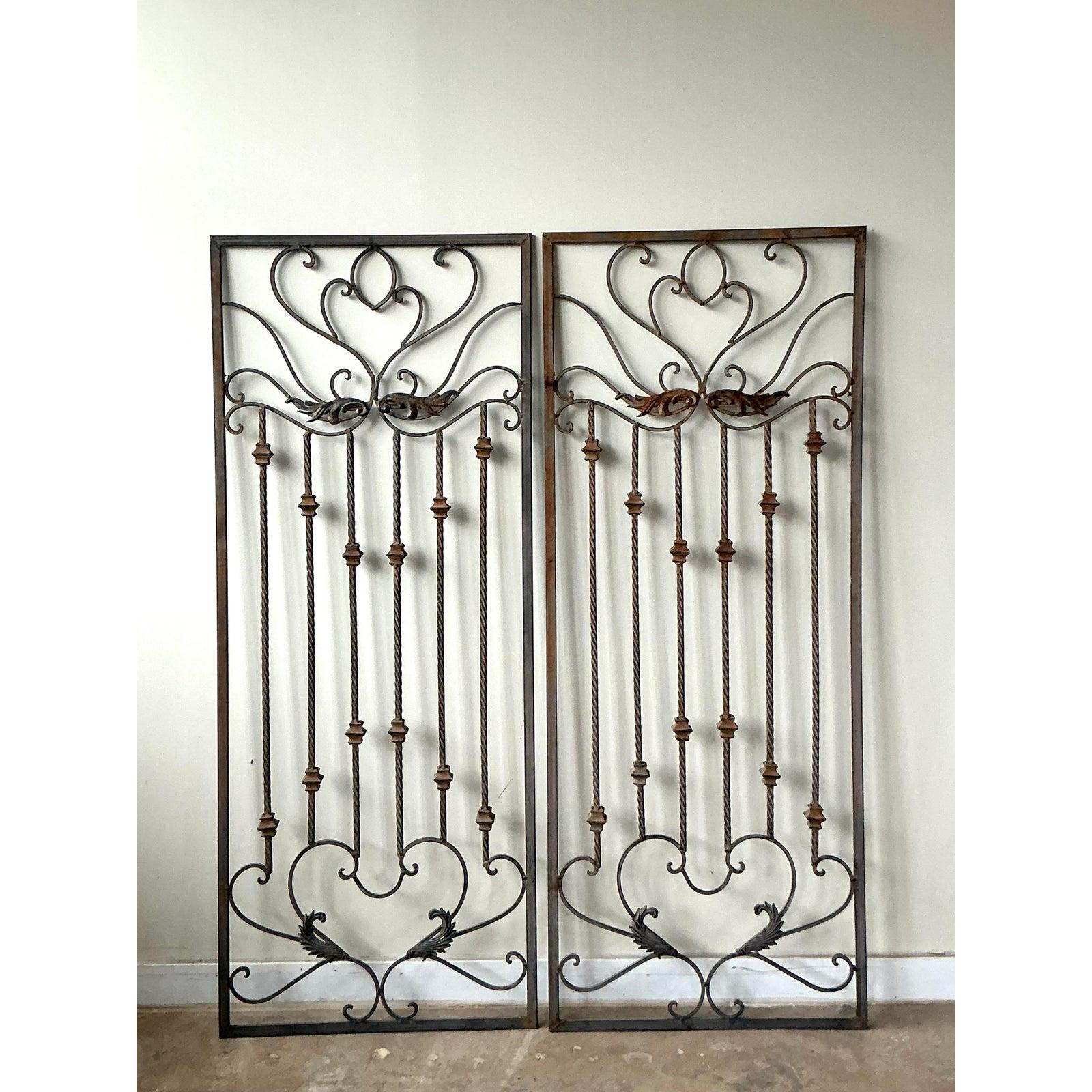 Vintage Regency Wrought Iron Panels - A Pair For Sale 1