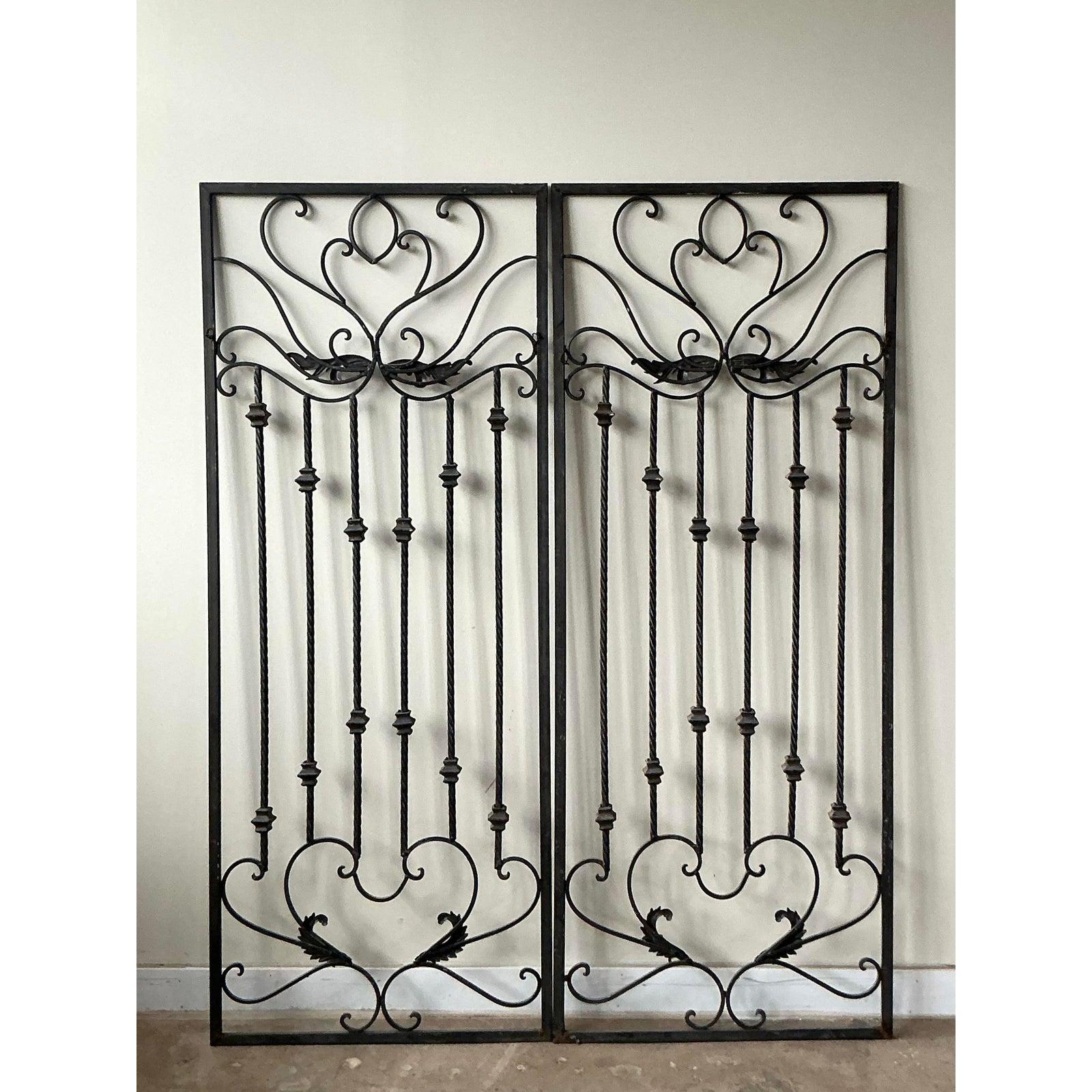 Vintage Regency Wrought Iron Panels - A Pair For Sale 2