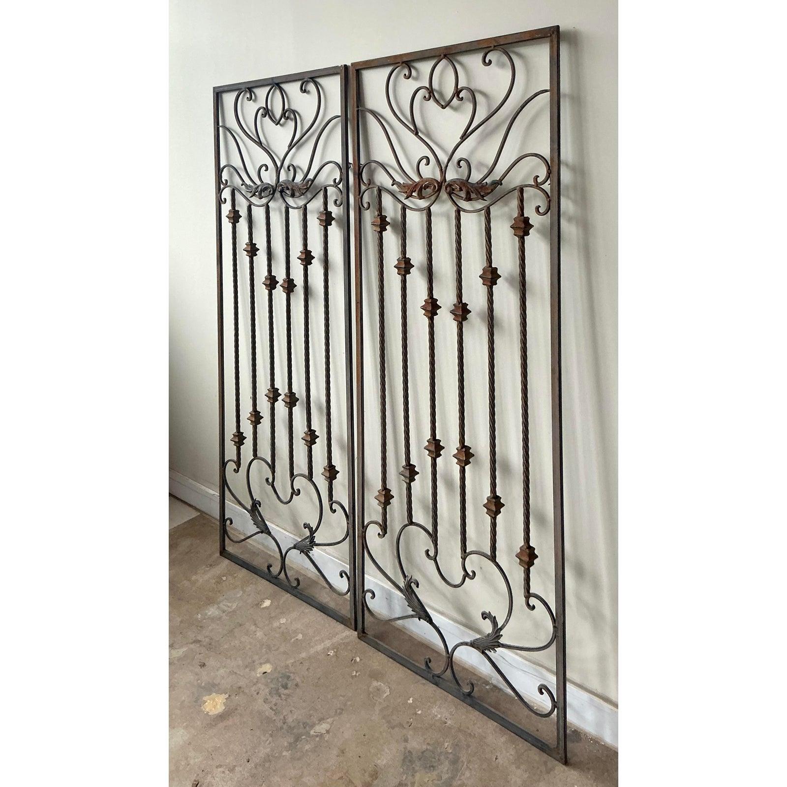 Vintage Regency Wrought Iron Panels - A Pair For Sale 3