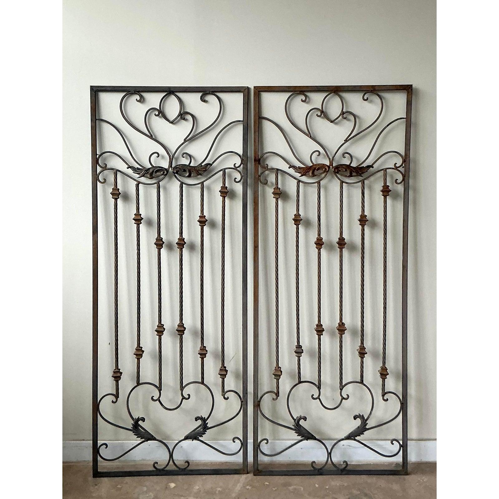 Vintage Regency Wrought Iron Panels - A Pair For Sale 4