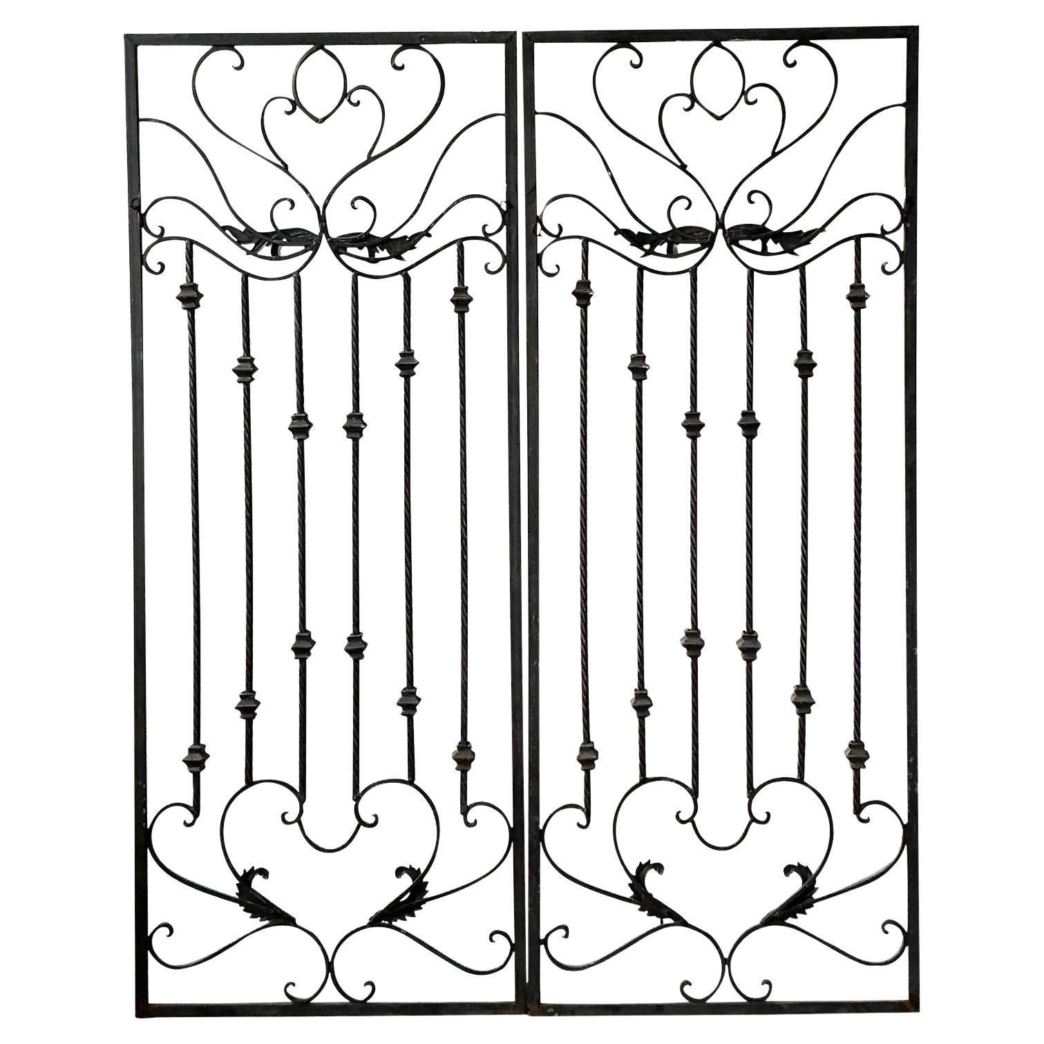 Vintage Regency Wrought Iron Panels - A Pair For Sale
