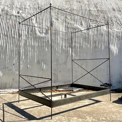 Vintage Regency Wrought Iron Queen Canopy Bed