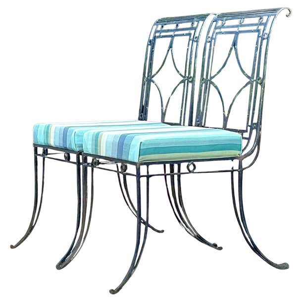 Scroll Rion Chair Vintage Regency Wrought Iron Scroll Back Chairs - a Pair For Sale at ...