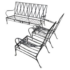 Vintage Regency Wrought Iron Sofa and Lounge Chairs - Set of 3