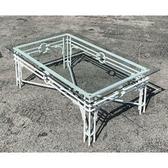 Vintage Regency Wrought Iron Target Coffee Table