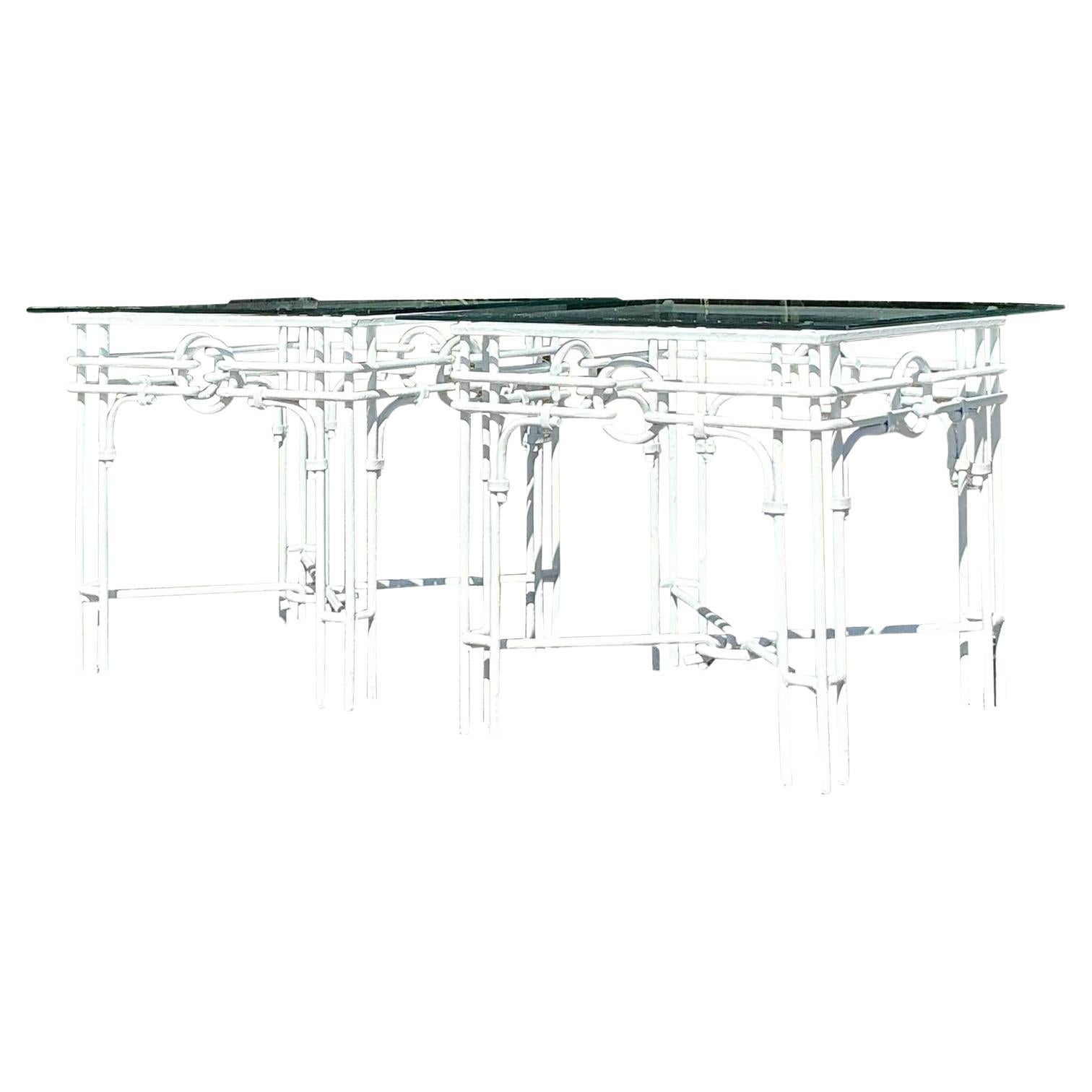 Vintage Regency Schmiedeeisen Ziel Couchtisch
