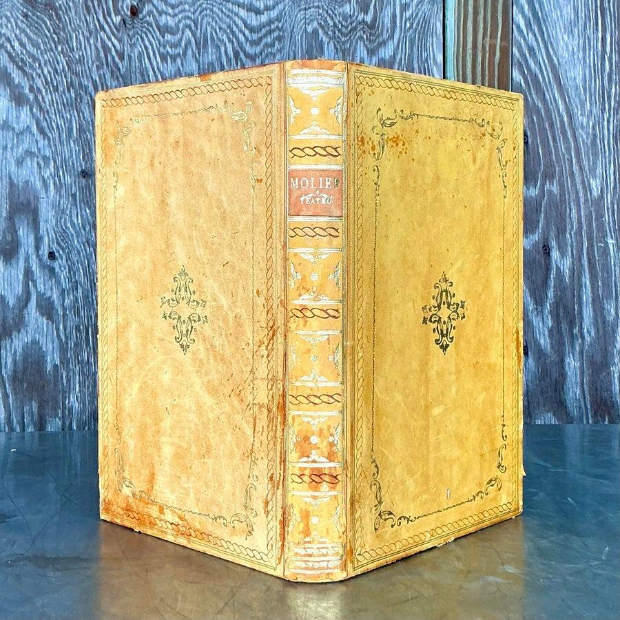 Can d'epoca Regency giallo goffrato per libri In condizioni buone in vendita a west palm beach, FL