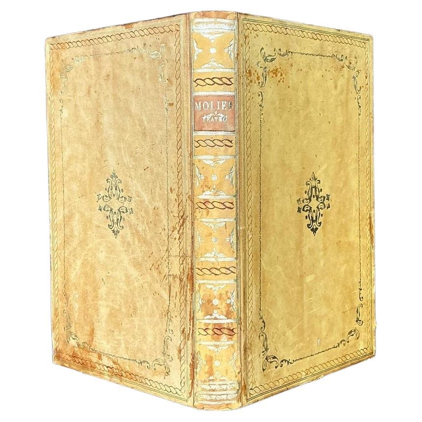 Vintage Regency Yellow Embossed Book Trash Can