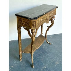 Vintage Regency Zimmerman Gilt Wrought Iron Console