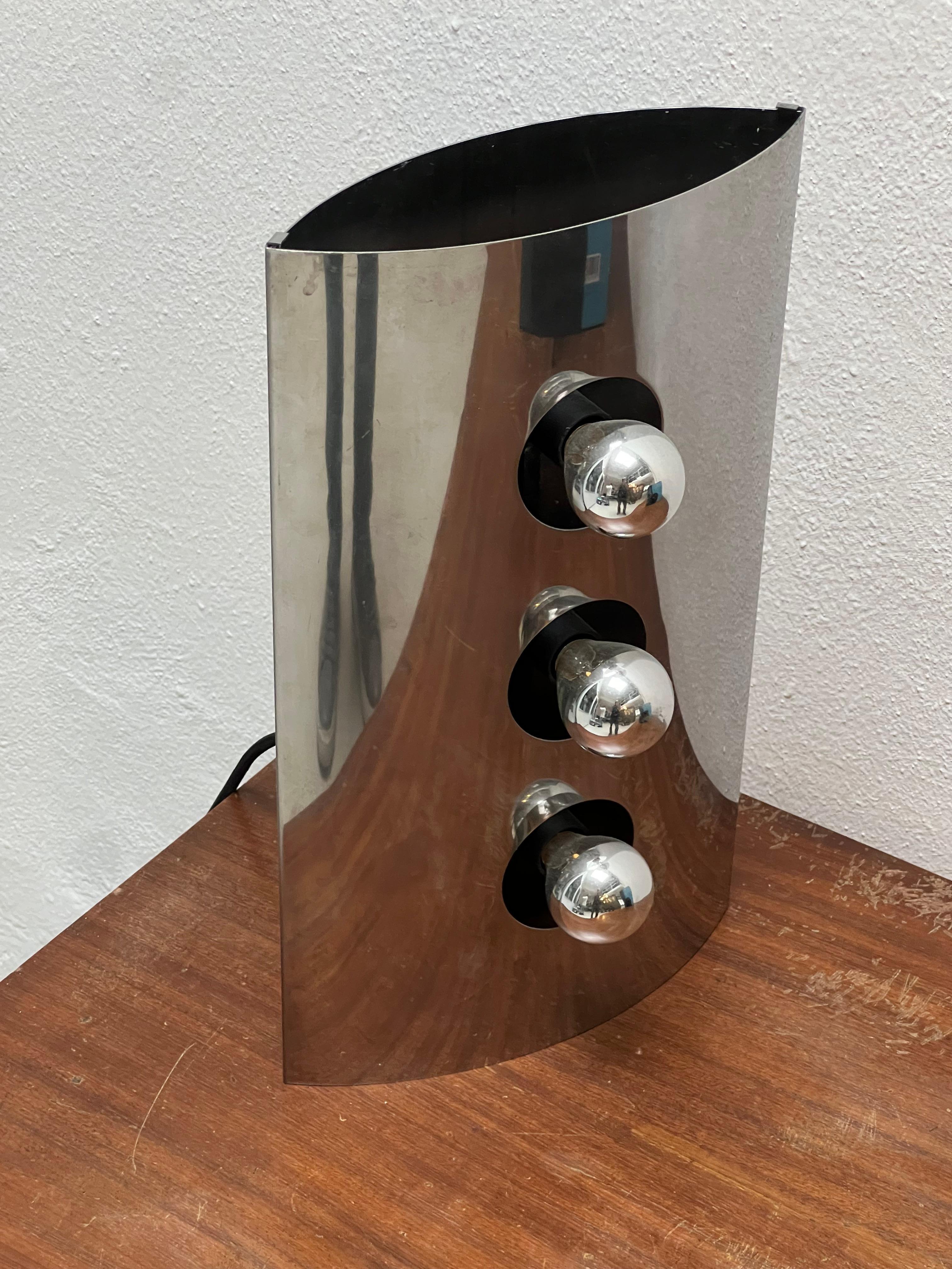 Lampe de bureau Reggiani en acier inoxydable, ère spatiale italienne, années 1960 en vente 7