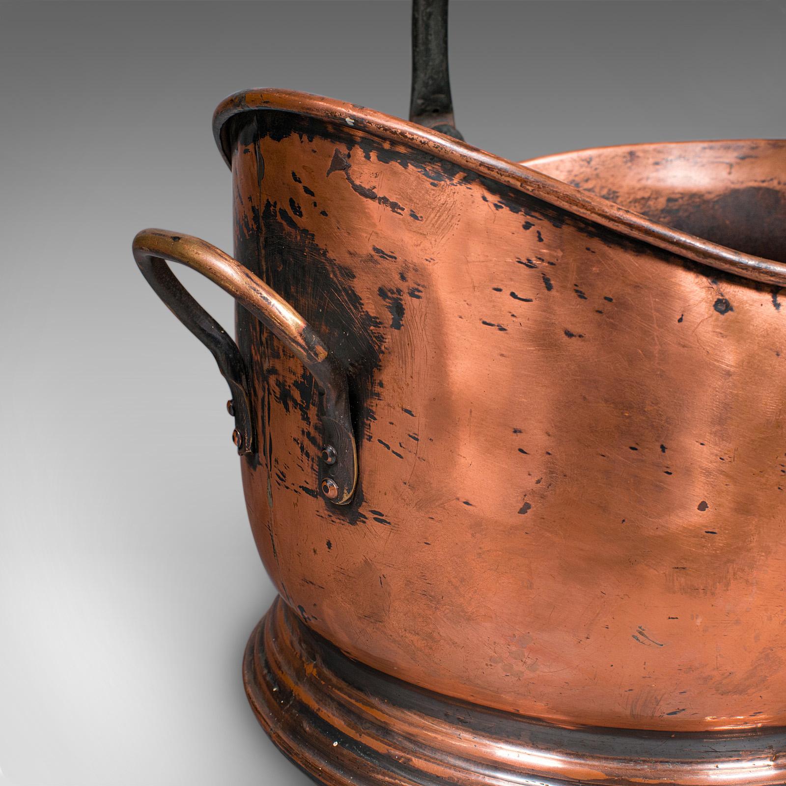 Vintage Regimental Mess Coal Bucket, English, Copper, Fireside Helmet Scuttle For Sale 6