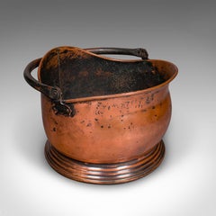 Vintage Regimental Mess Coal Bucket, English, Copper, Fireside Helmet Scuttle
