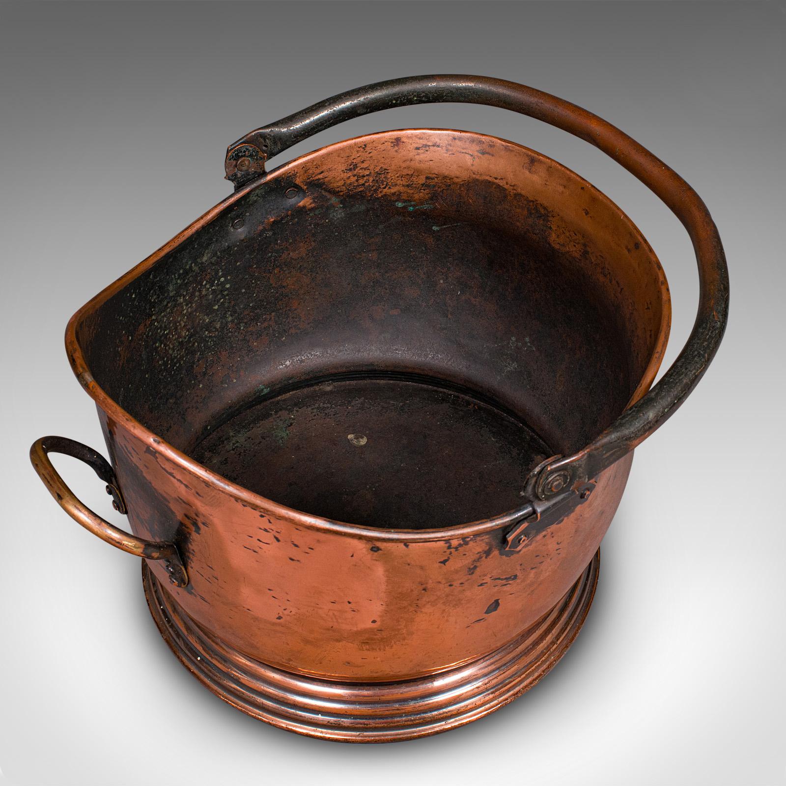 Vintage Regimental Mess Coal Bucket, English, Copper, Fireside Helmet Scuttle For Sale 1