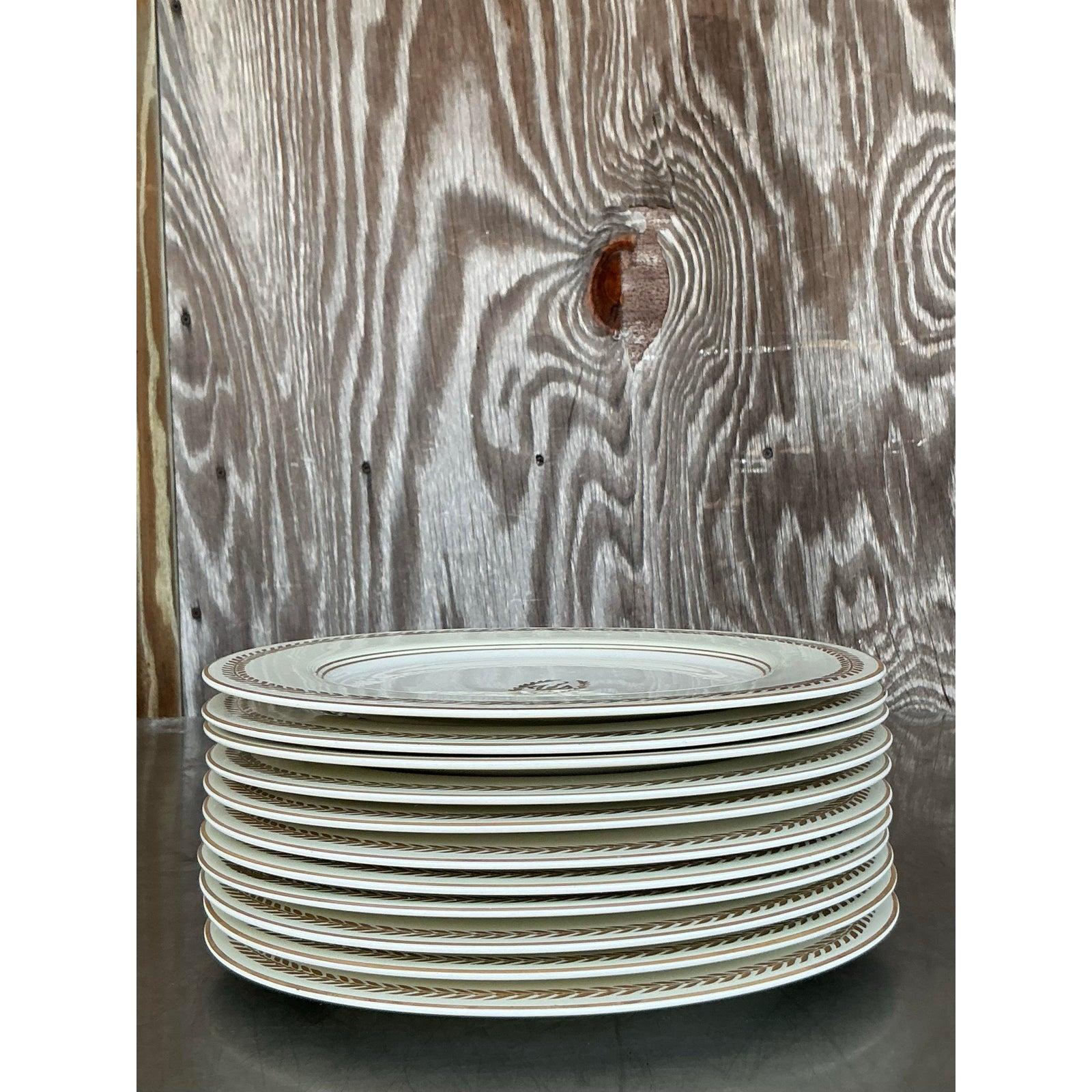 Regency Vintage Regncy Homer Laughlin “Williamsburg Inn” Laurel Leaf China - Set of 12 For Sale