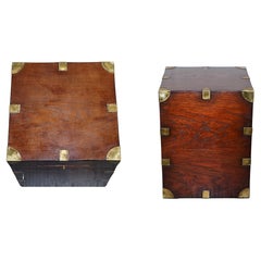 VINTAGE REH KENNEDY MILITARY CAMPAIGN BEDSIDE TABLE NIGHTSTAND WiTH CUPBOARD