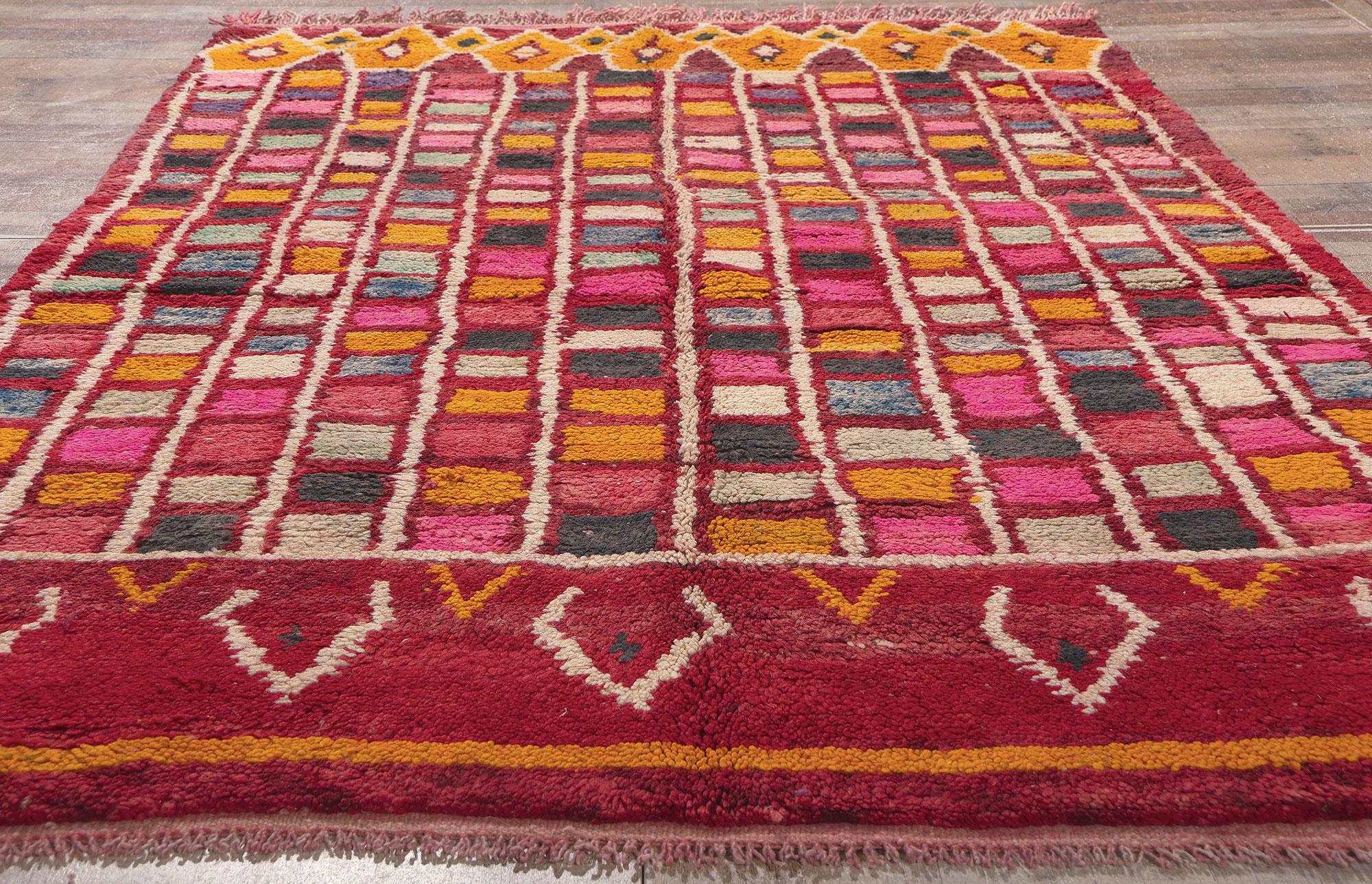 Vintage Rehamna Moroccan Rug, Abstract Cubism Meets Tribal Enchantment For Sale 1