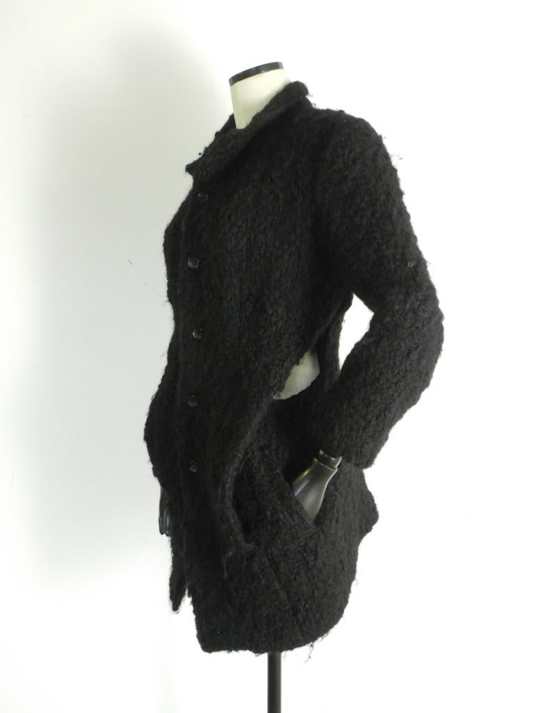Vintage Rei Kawakubo Black Wool Coat For Sale 2