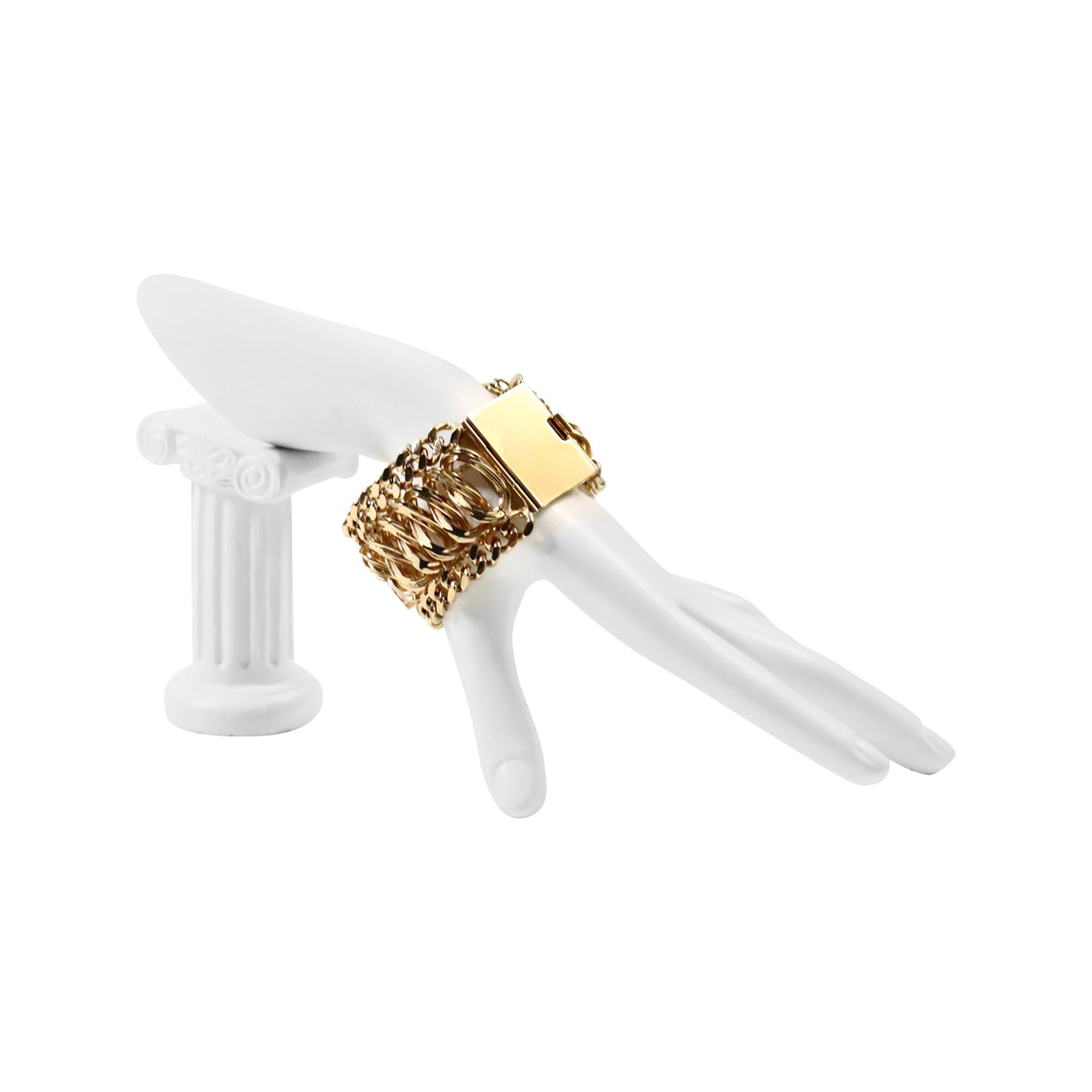 Femenino o masculino Pulsera vintage de eslabones Reinad NYC en tono dorado, circa años 90 en venta