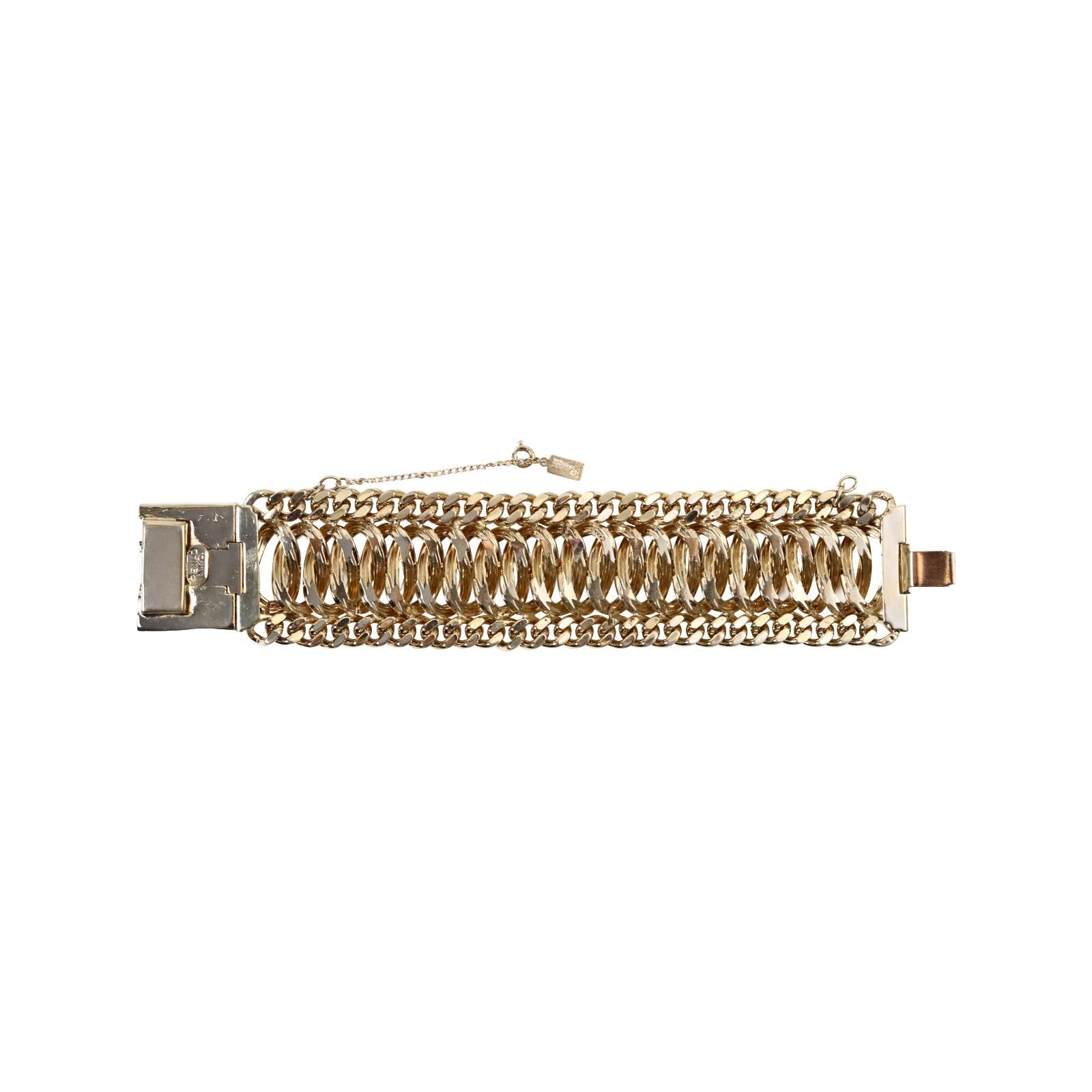 Women's or Men's Vintage Reinad NYC Gold Tone Link Bracelet, Circa 1990s For Sale