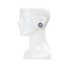 Pendientes vintage Reinad de tono plateado con diamantes de imitación y baguettes azules, de clip, de los años 60