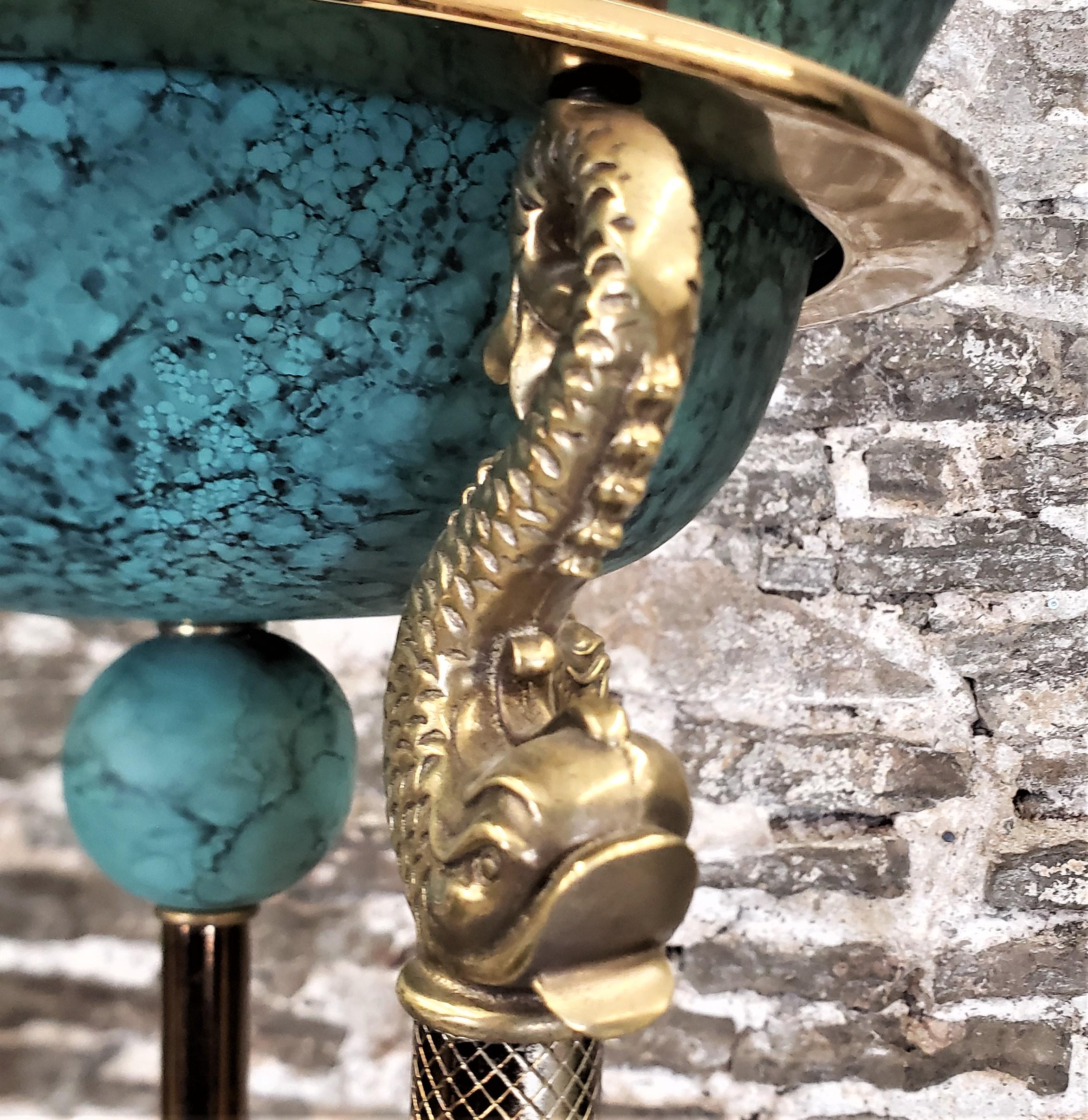Vintage Relco Italian Halogen Tortiere Floor Lamp with Figural Brass Serpants For Sale 7