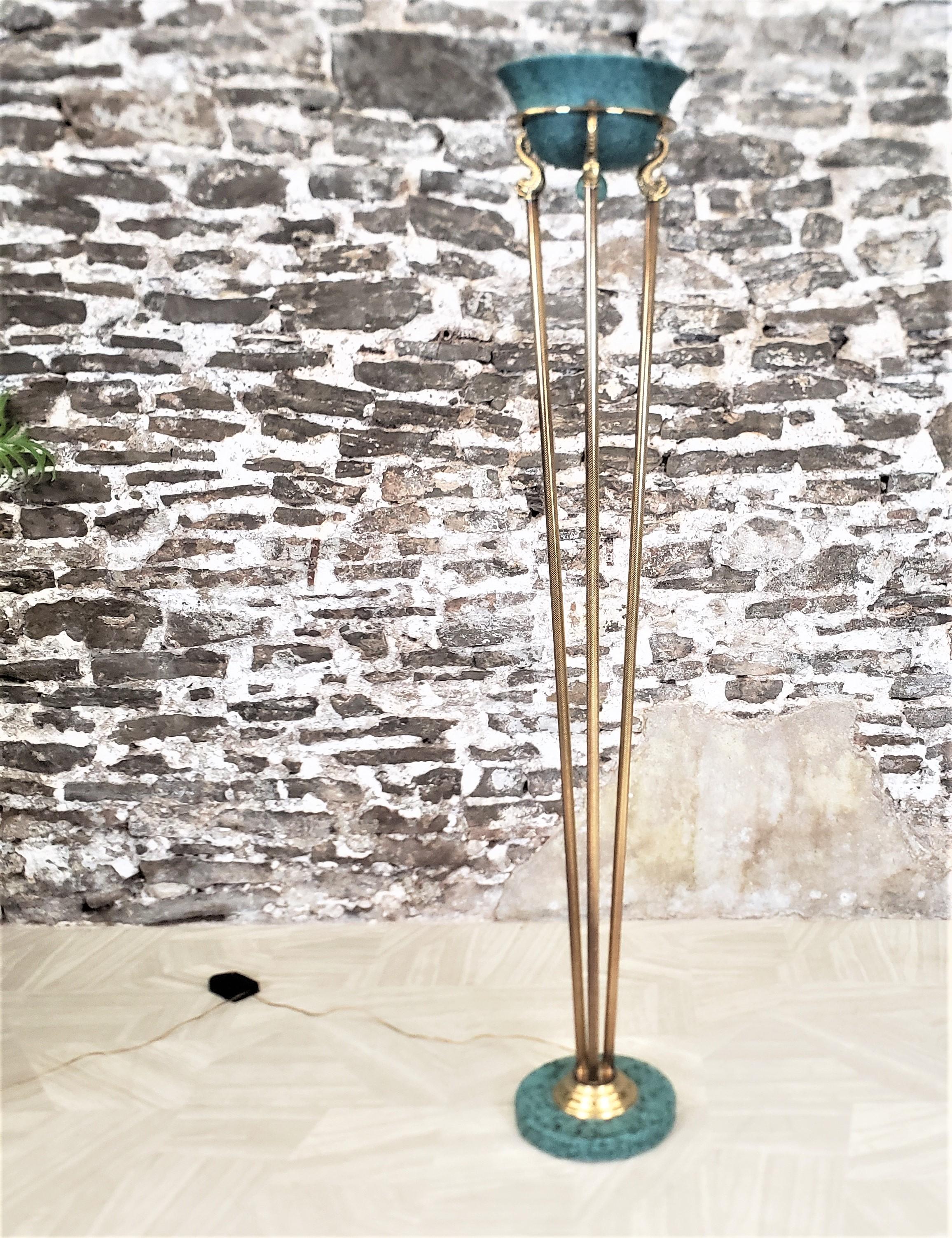 Hollywood Regency Vintage Relco Italian Halogen Tortiere Floor Lamp with Figural Brass Serpants For Sale