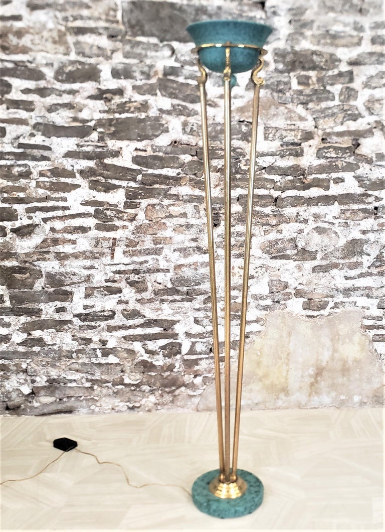 Vintage Relco Italian Halogen Tortiere Floor Lamp with Figural Brass  Serpants For Sale at 1stDibs