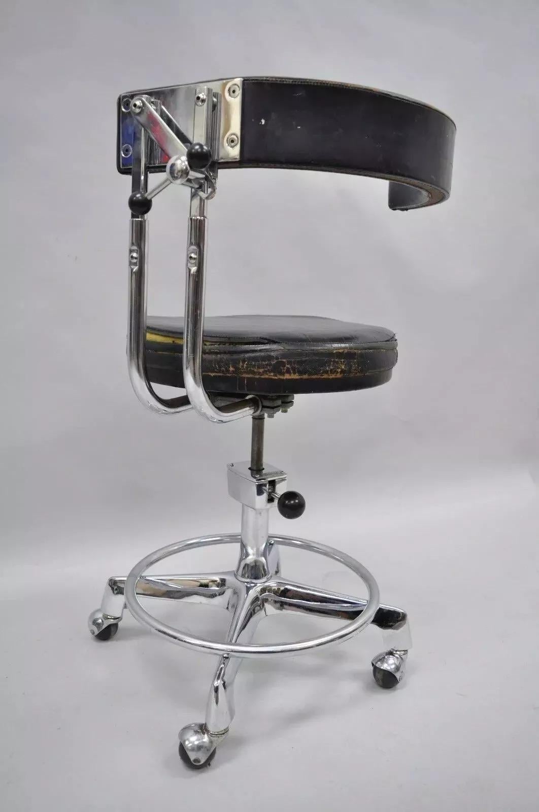 Chrome Vintage Reliance F&F Koenigkramer Medical Chair Dental Exam Stool Ophthalmic