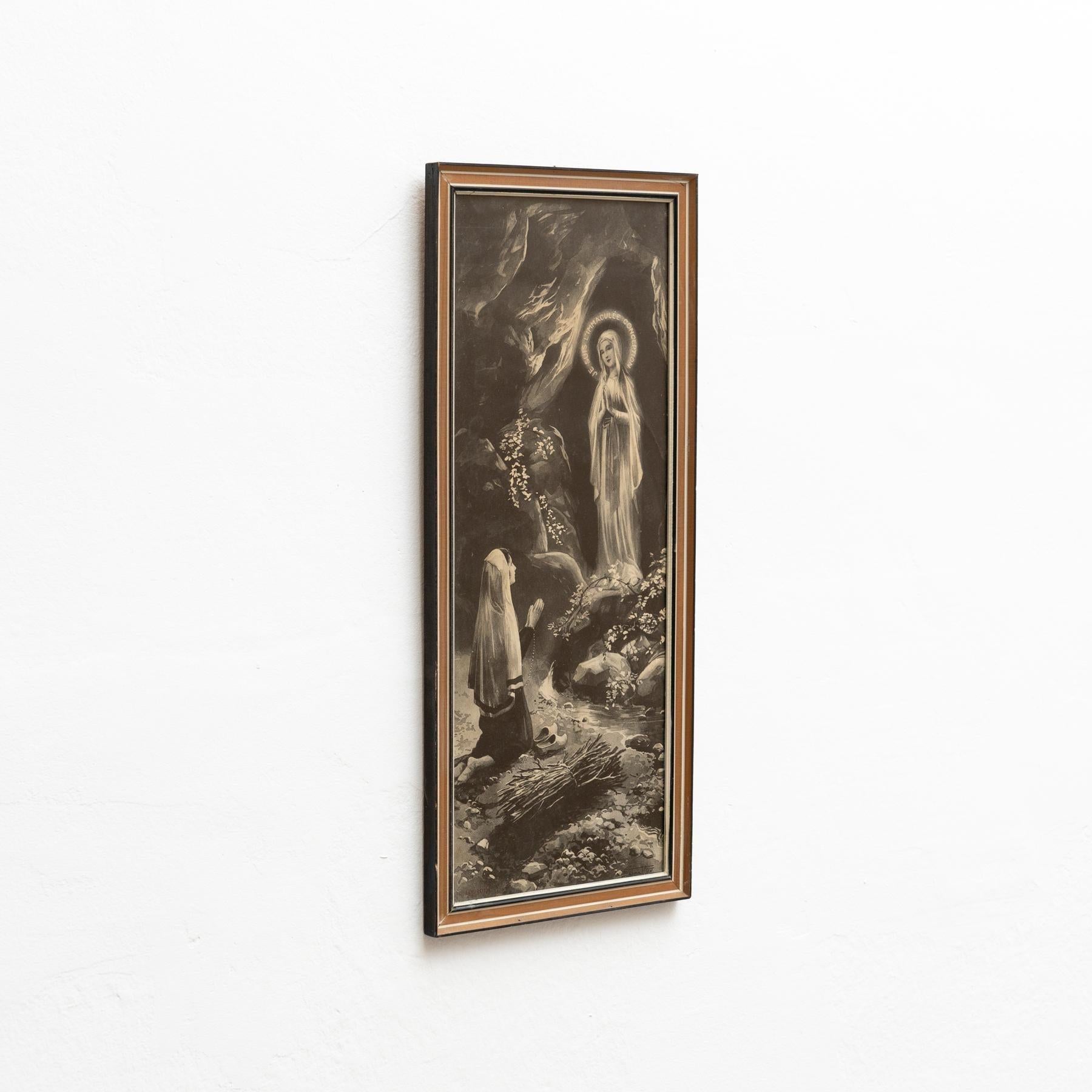 Vintage Religiöses gerahmtes Kunstwerk, um 1950 (Moderne der Mitte des Jahrhunderts) im Angebot