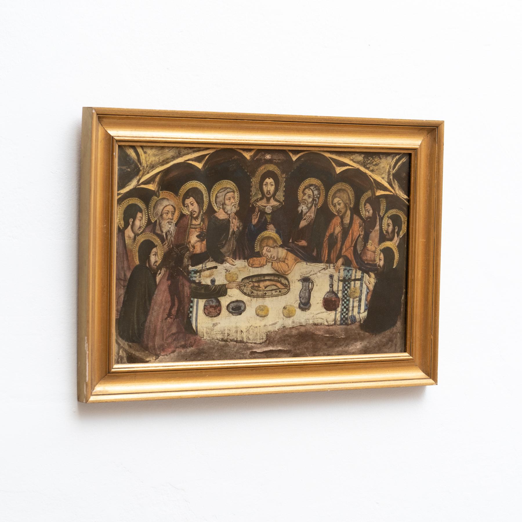 Mid-Century Modern Vintage Religious Framed Artwork, circa 1950 For Sale