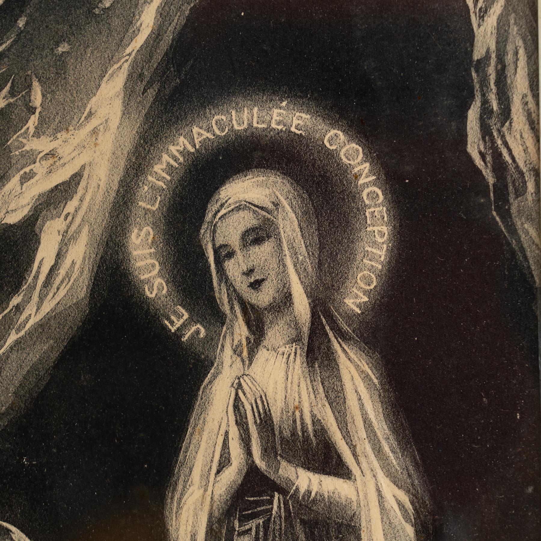Vintage Religious Framed Artwork, circa 1950 In Good Condition For Sale In Barcelona, Barcelona