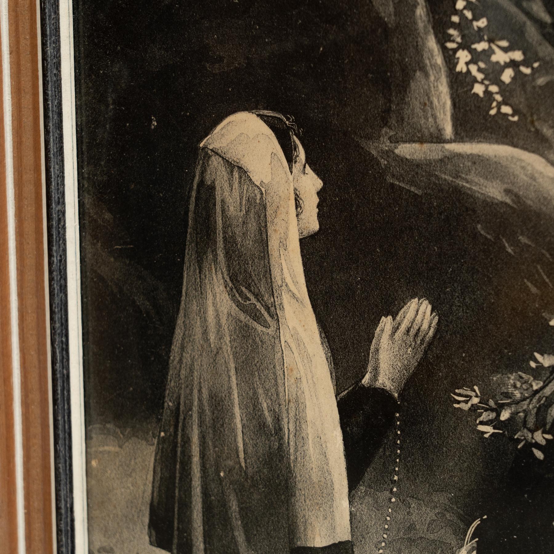 Vintage Religiöses gerahmtes Kunstwerk, um 1950 (Mitte des 20. Jahrhunderts) im Angebot