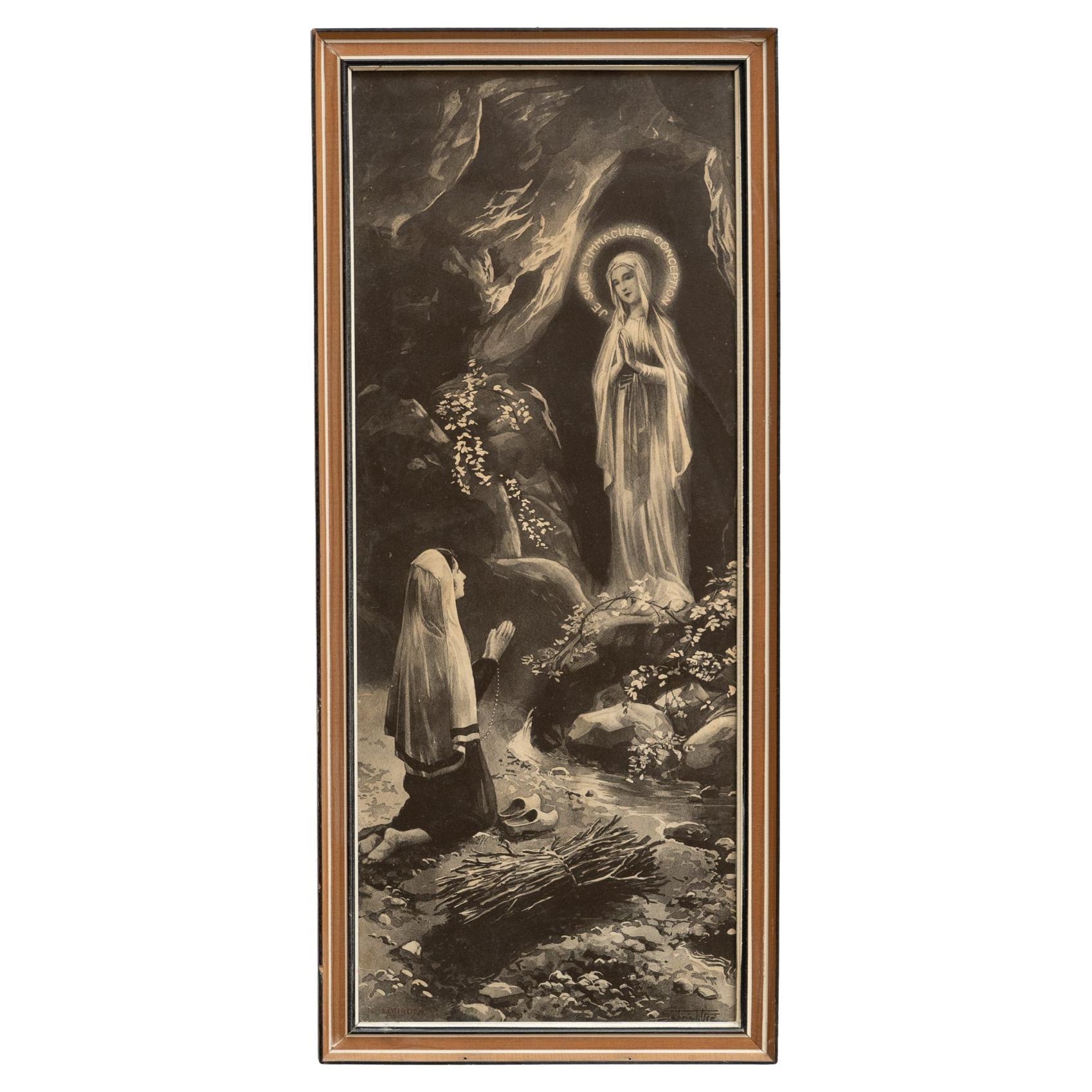 Vintage Religious Framed Artwork, circa 1950 For Sale