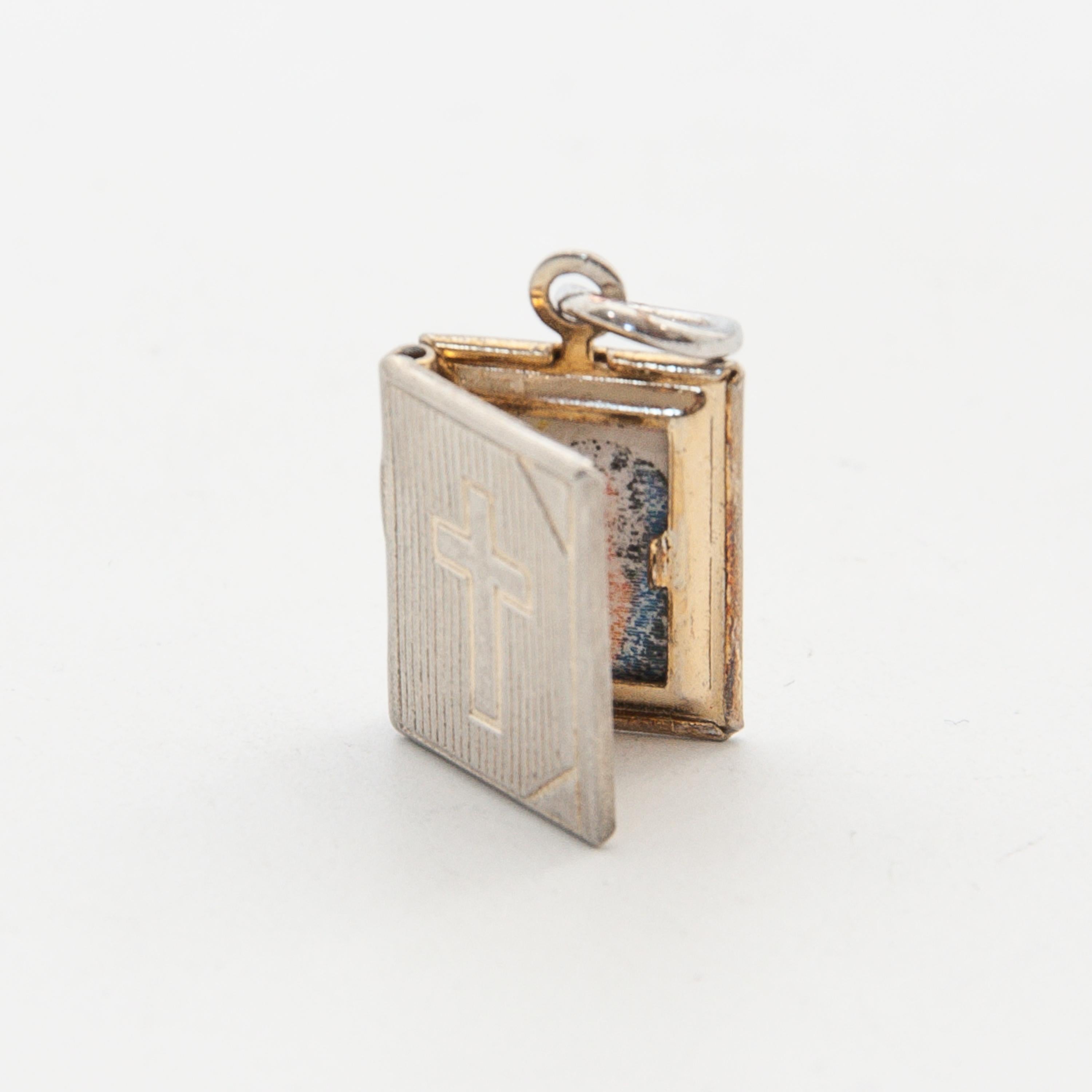 Women's or Men's Vintage Religious Miniature Book Locket Charm Pendant