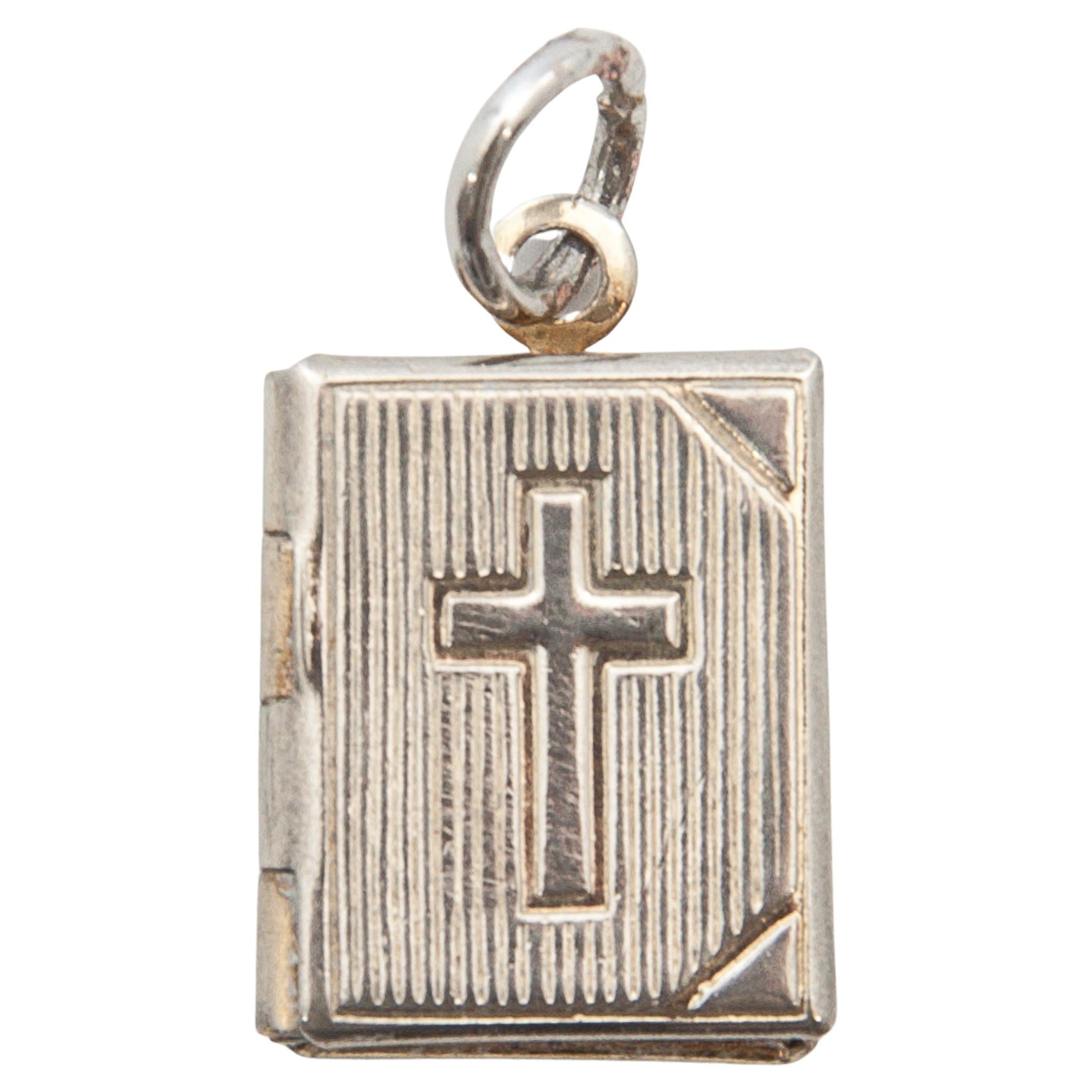 Vintage Religious Miniature Book Locket Charm Pendant