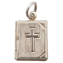 Vintage Religious Miniature Book Locket Charm Pendant