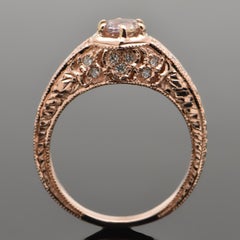 Vintage Remake 14 Karat Rose Gold Pink Sapphire and Diamonds Ring