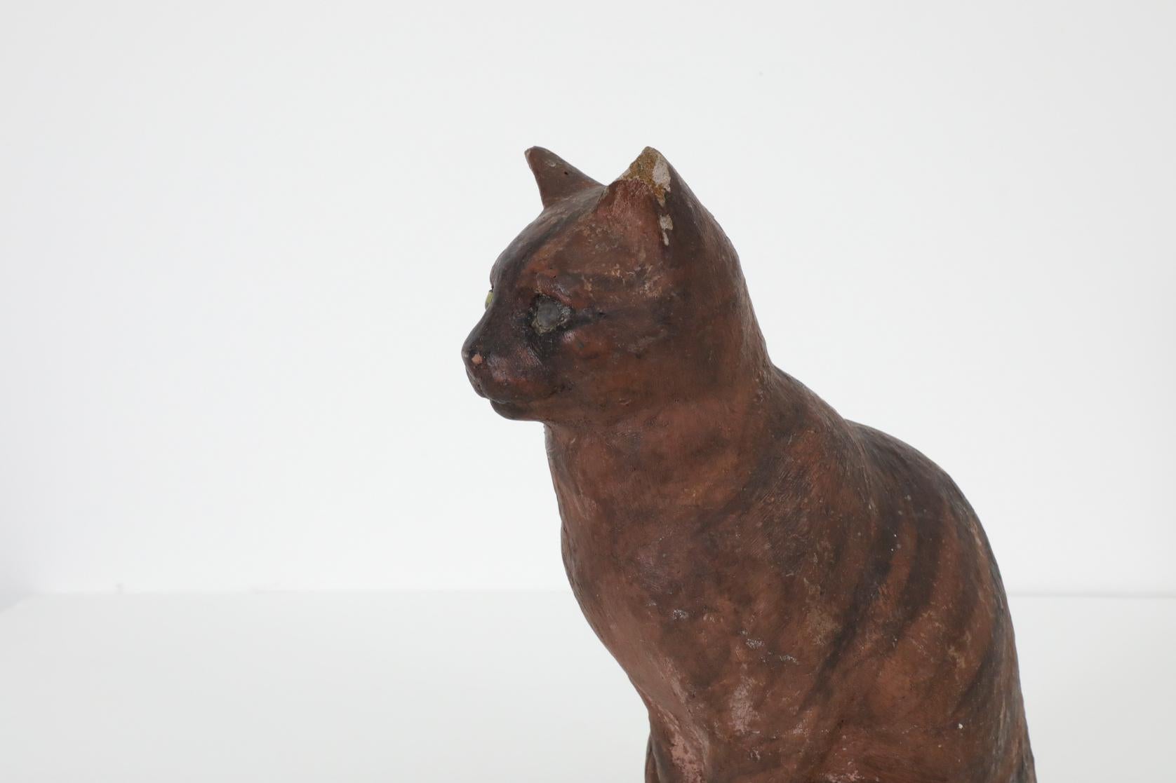 Vintage Rembrandt Bugatti Style Cat With Pale Yellow Glass Eye For Sale 4