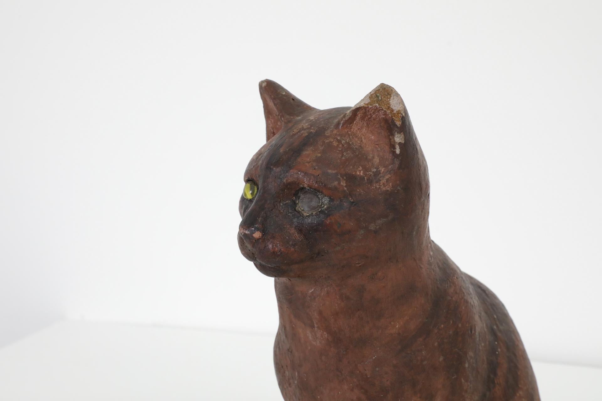 Vintage Rembrandt Bugatti Style Cat With Pale Yellow Glass Eye For Sale 11