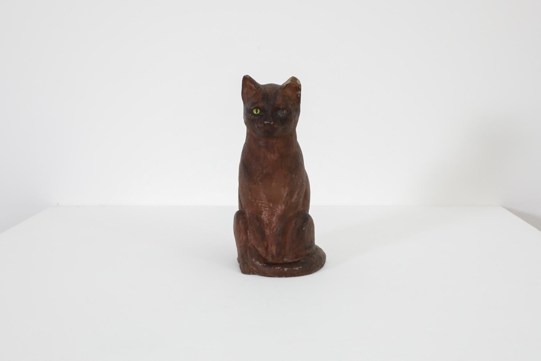 20th Century Vintage Rembrandt Bugatti Style Cat With Pale Yellow Glass Eye For Sale
